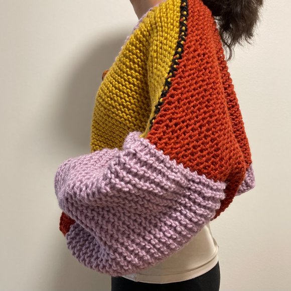 Cardigan Hand-Knitted Crop Top Gift for her Birthday Gift for Girlfriend - Picture 6 of 7